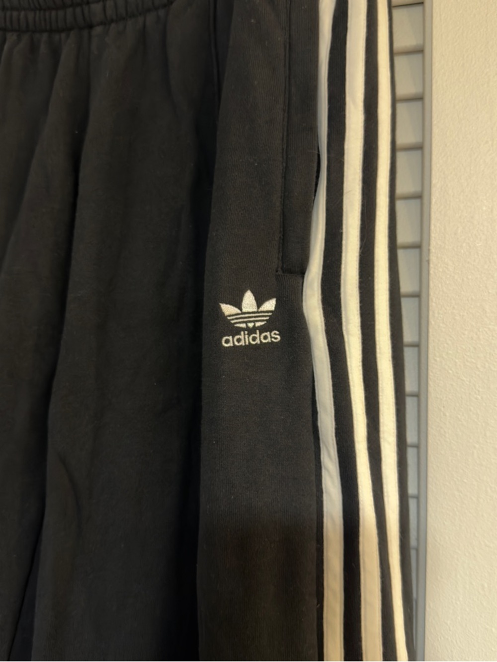 adidas Black Jogger Pants with White Side Stripes - Picture 2 of 5